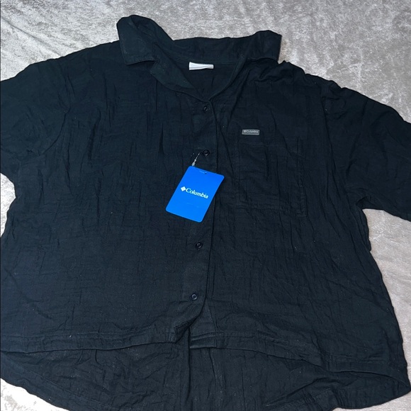 NWT Columbia Midnight Black Button Up Casual Shirt - Picture 1 of 4